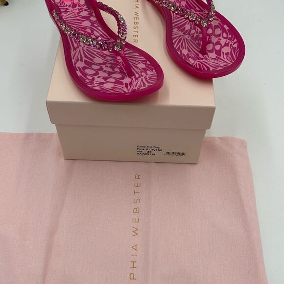 Women’s Sophia, Webster, pink and crystal flip-flops size 36 - Picture 3 of 8